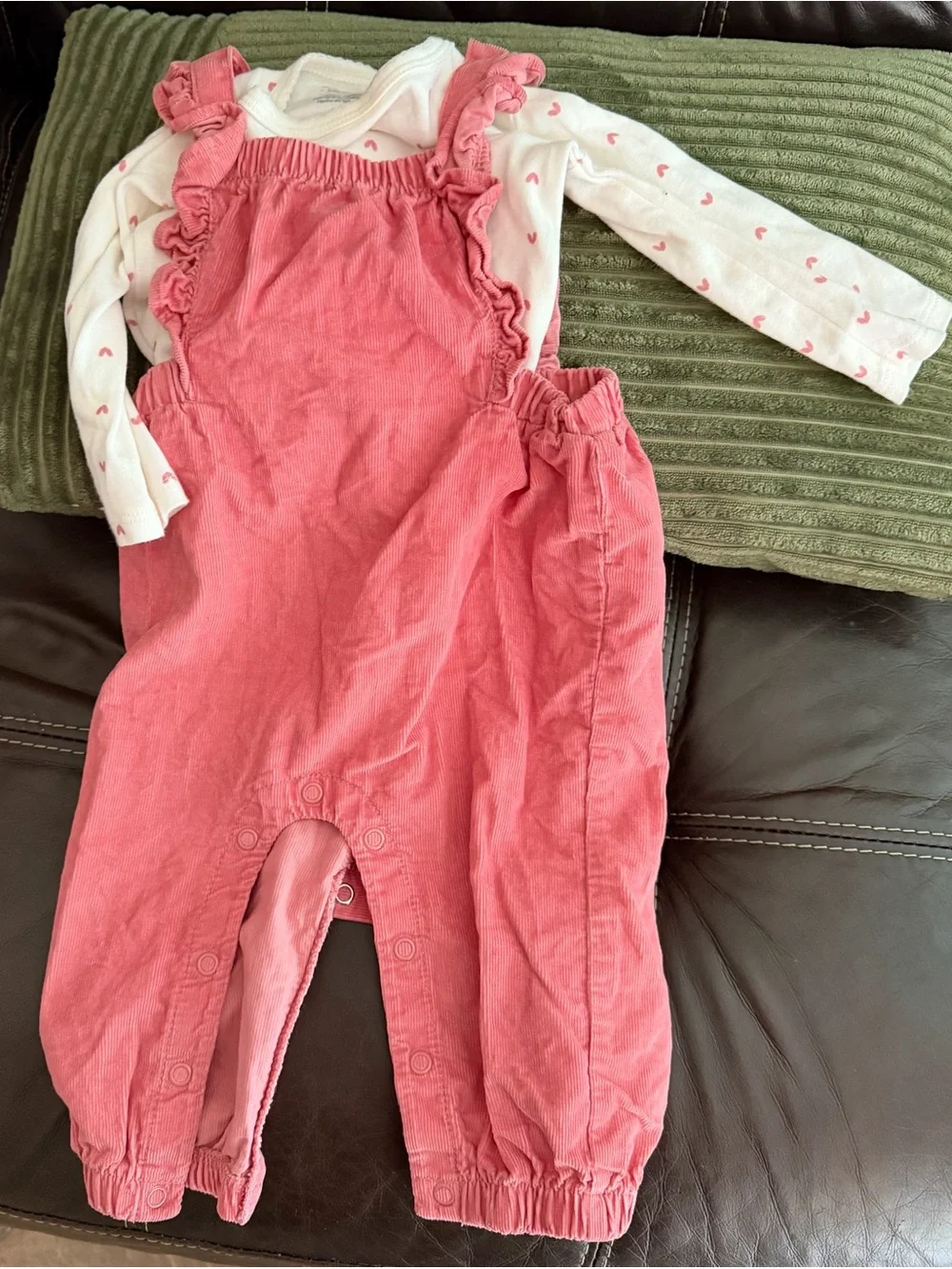 Carters Pink Corduroy Overalls Set & Floral Pink Footed One-Piece Set for Kids